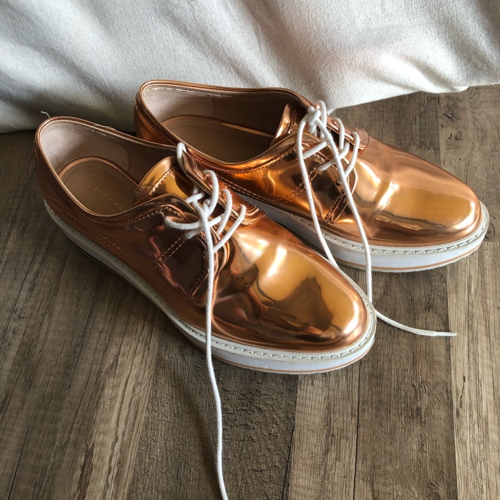 Zara rosegold platform shoes Size 6
